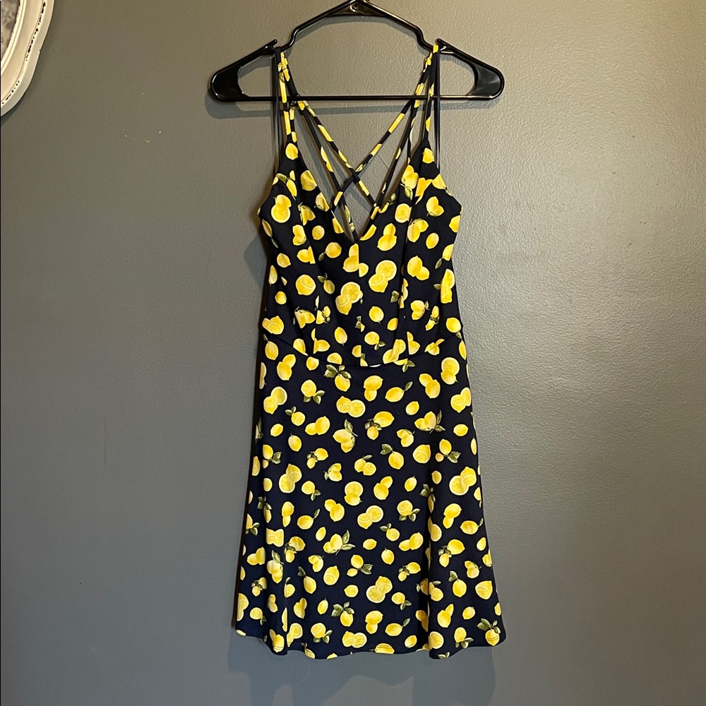 Nine Britton Navy Dress with Lemon Print